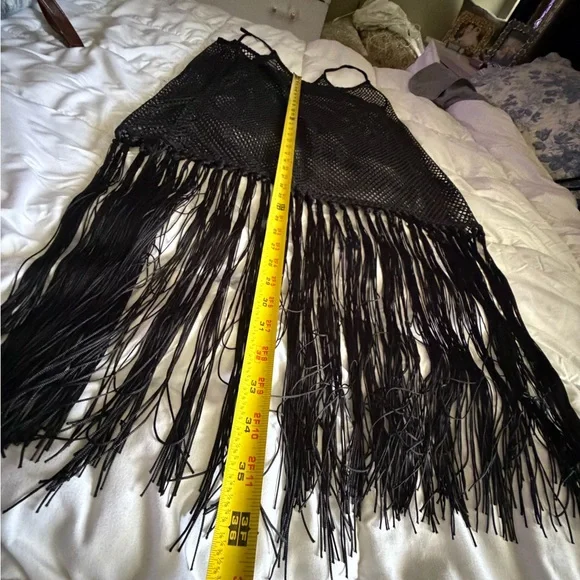 wild fable Black Fringe Mesh Swim Coverup - Picture 6 of 6